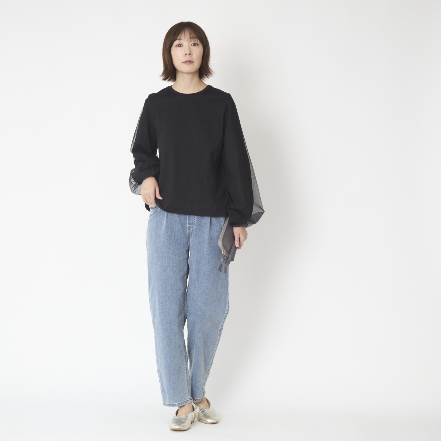denicher/チュール×ジャージードッキングプルオーバー
